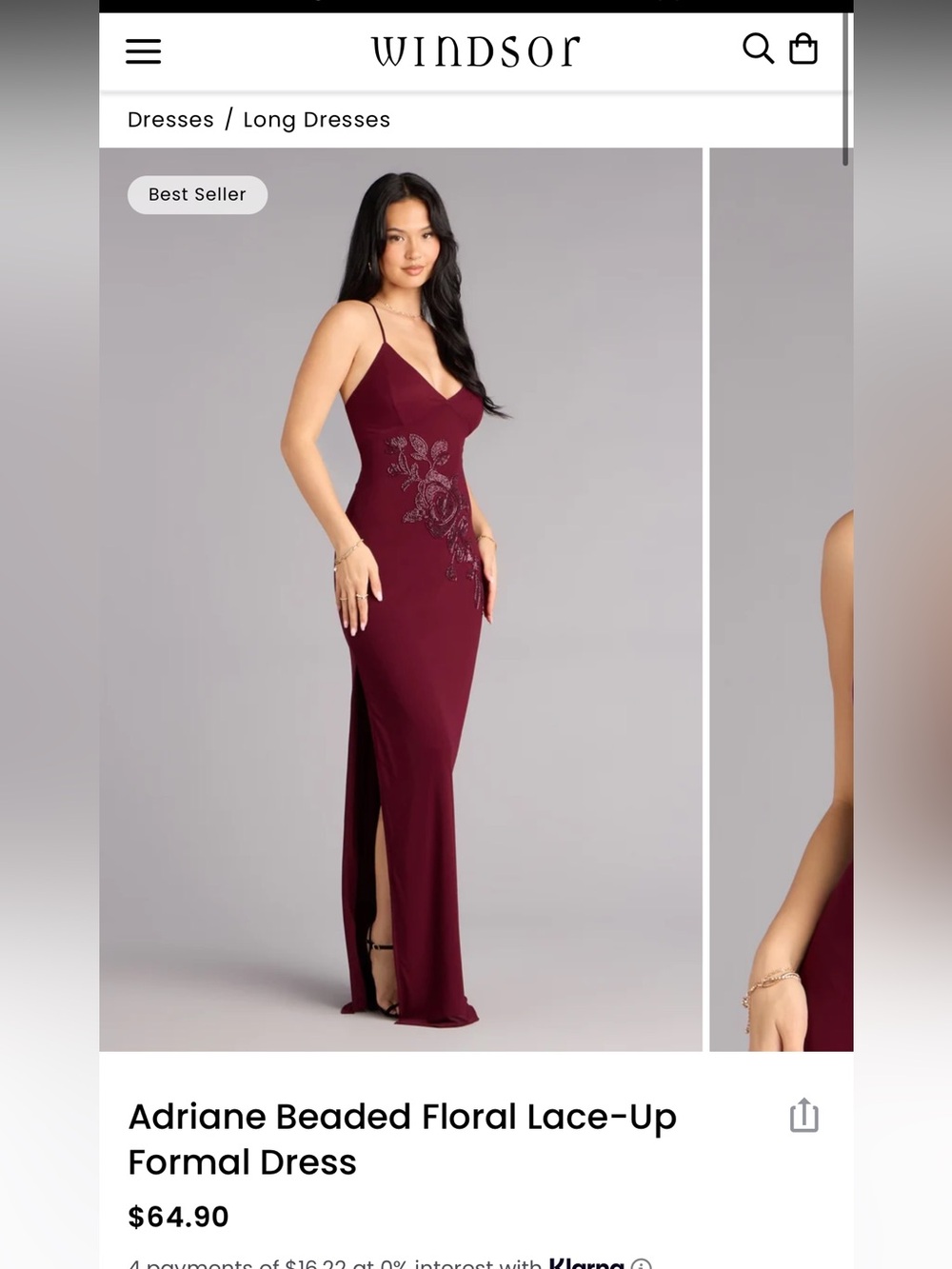 Windsor Adriane Beaded Floral Maxi Dress in Burgundy size XS